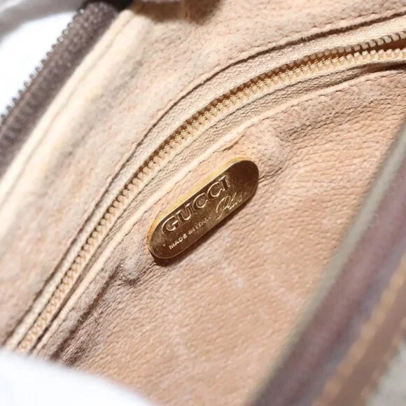 GUCCI GG Plus Supreme Shoulder Bag PVC Beige Auth